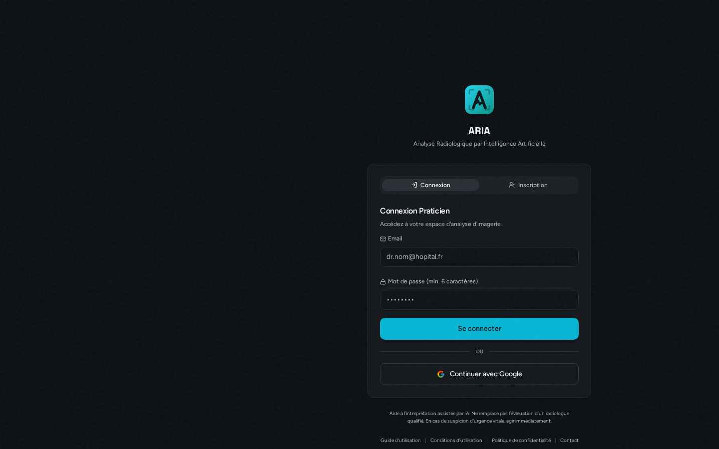 ARIA Radiology — AI-assisted radiology analysis.